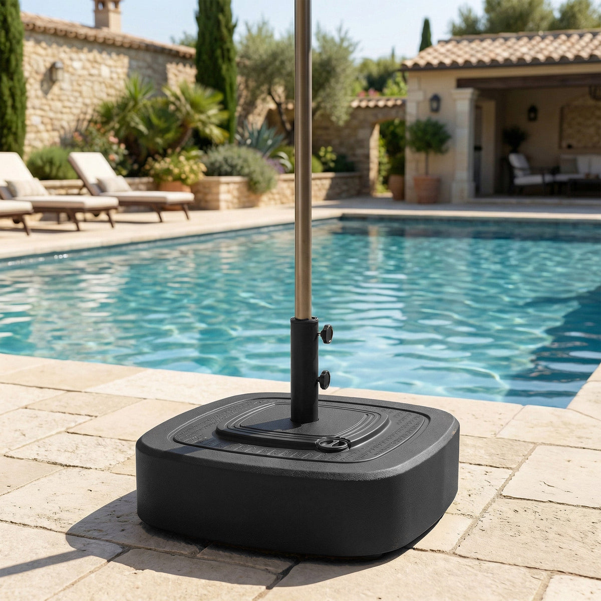 Patio Umbrella Base with Wheels, 110 lbs Sand/86 lbs Water, Black