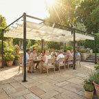 19' x 10' Pergola with Retractable Canopy, Cream White