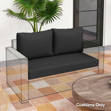 2 Seater Outdoor Seat Cushions with Backrest, Black