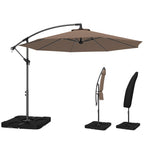 3 m Cantilever Parasol with Weights, Cover & Cross Base, Coffee