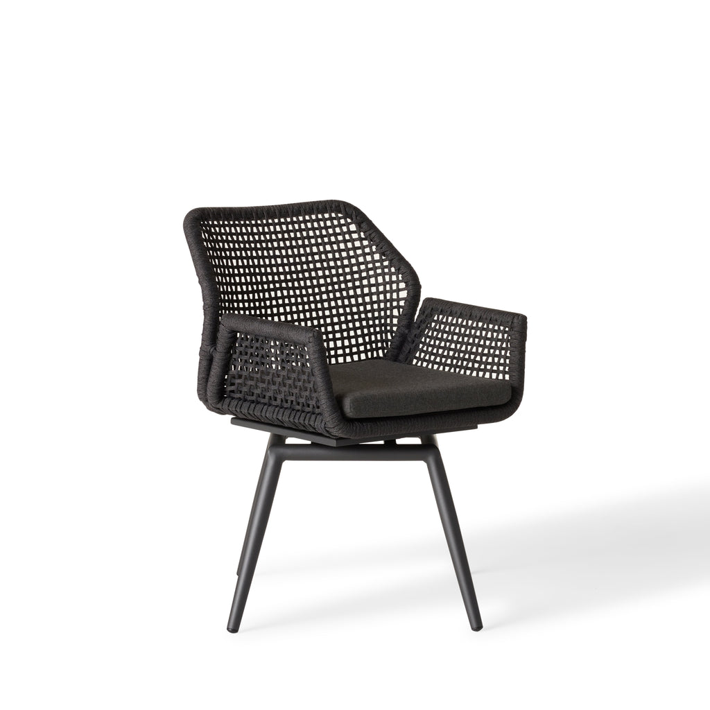 Montecito Swivel Dining Chair in Charcoal Aluminum