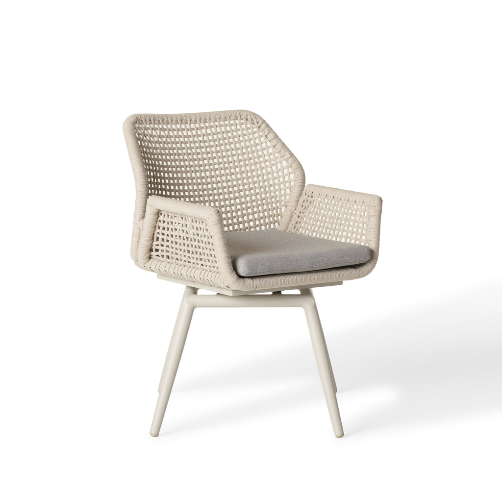 Montecito Swivel Dining Chair in Dune Aluminum