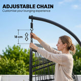 Hanging Egg Chair with Stand, Foldable Basket & Thick Cushion, Adjustable Height