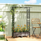 Raised Garden Bed with Arch Trellis, Wheels and Self-Watering Design