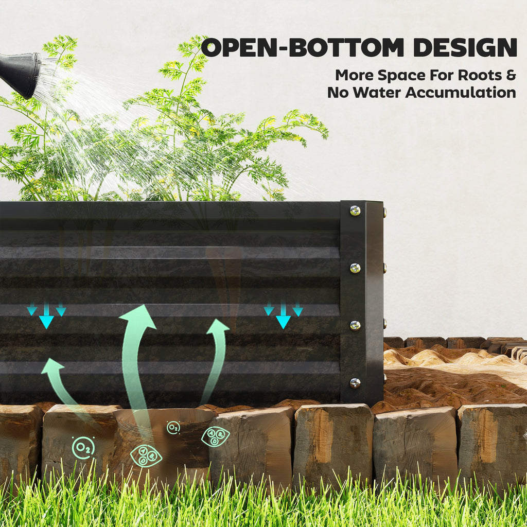 4' x 2' x 1' Galvanized Raised Garden Bed for Vegetables, Black