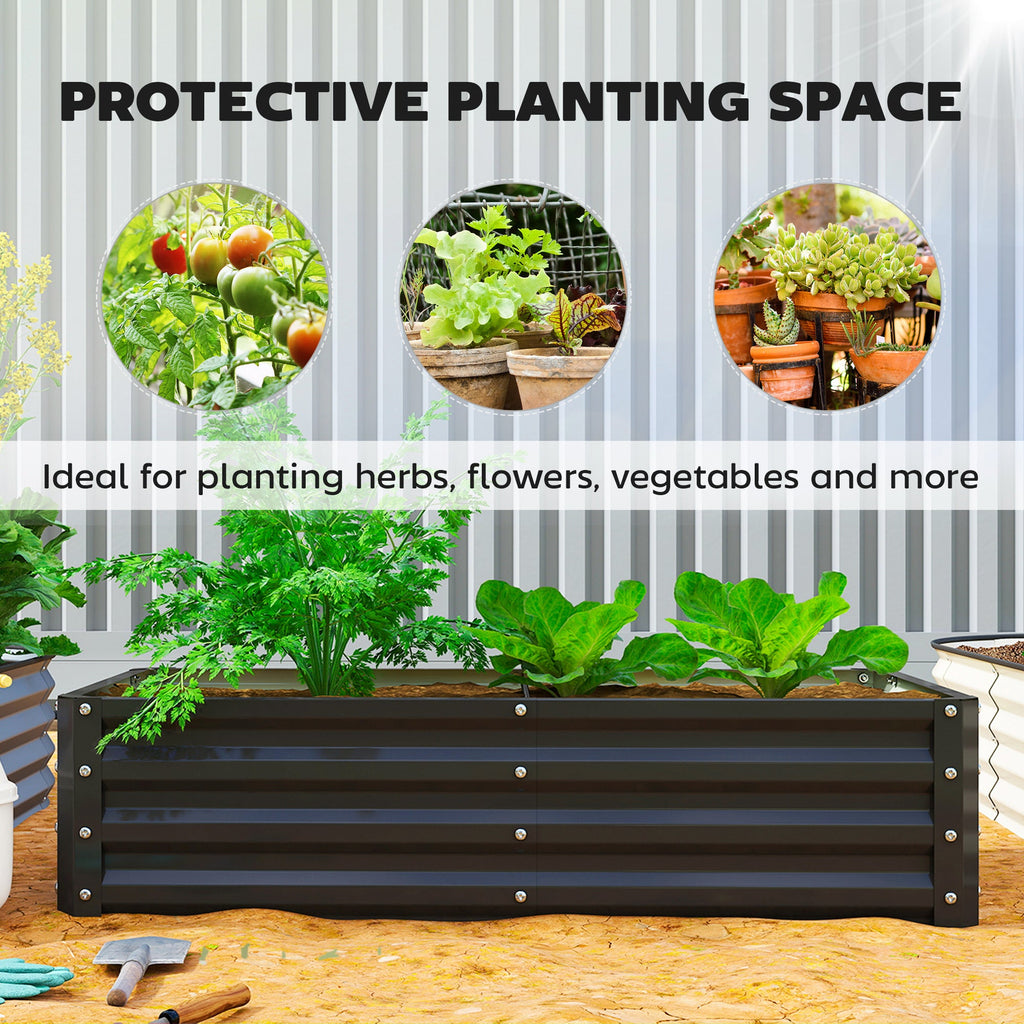 4' x 2' x 1' Galvanized Raised Garden Bed for Vegetables, Black