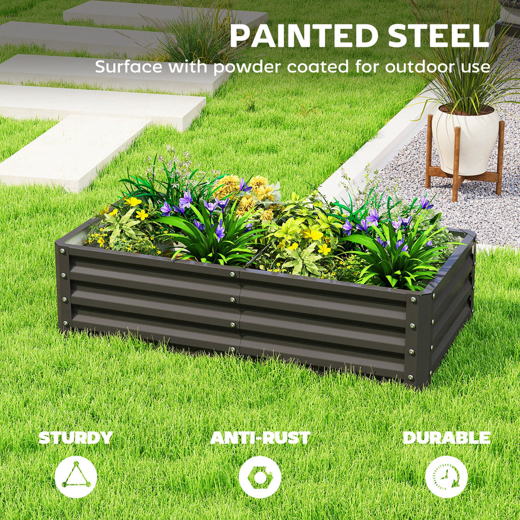 4' x 2' x 1' Galvanized Raised Garden Bed for Vegetables, Black