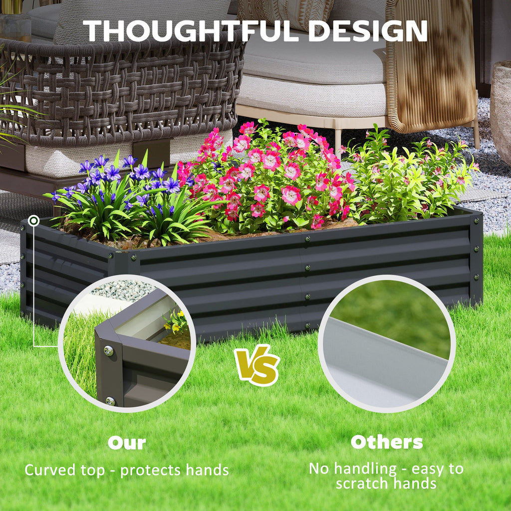 4' x 2' x 1' Galvanized Raised Garden Bed for Vegetables, Black