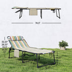 2-Piece Folding Chaise Lounge with Face Hole, Rainbow Striped