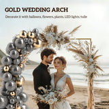 6.6ft Square Wedding Arch Backdrop Stand with Stakes, Gold