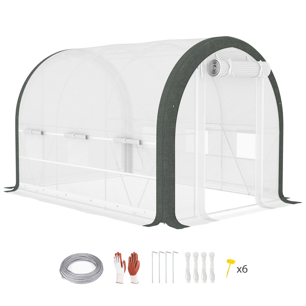 10' x 6.6' x 6.6' Walk-in Tunnel Greenhouse with 6 Windows, White
