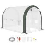 10' x 6.6' x 6.6' Walk-in Tunnel Greenhouse with 6 Windows, White