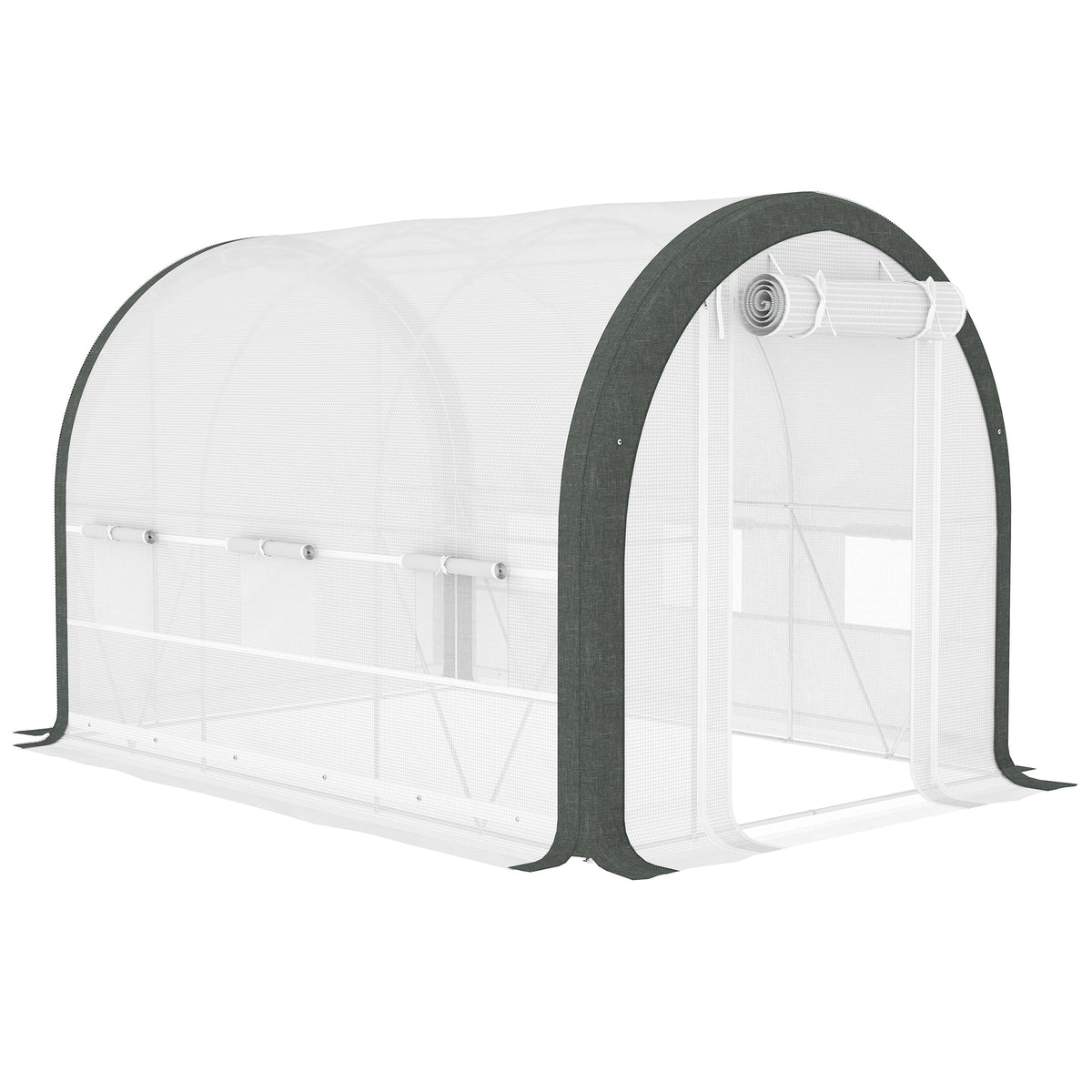 10' x 6.6' x 6.6' Walk-in Tunnel Greenhouse with 6 Windows, White