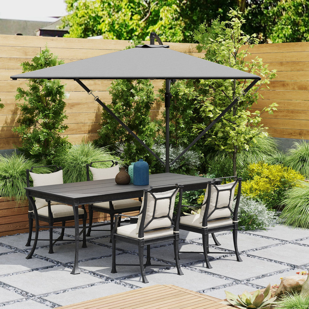 Offset Patio Umbrella with Base, Cover and Tilt Function, Grey