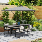 Offset Patio Umbrella with Base, Cover and Tilt Function, Grey