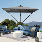Offset Patio Umbrella with Base, Cover and Tilt Function, Grey