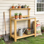 100 x 48 x 119 cm Potting Bench with Aluminium Worktop, Yellow
