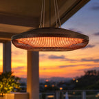 Electric Hanging Patio Heater with LED Light, 750/1500 W Infrared Heat & 24-Hour Timer