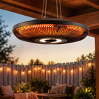 Electric Hanging Patio Heater with LED Light, 750/1500 W Infrared Heat & 24-Hour Timer