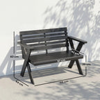 2 Seater Wooden Garden Bench with X-Frame Legs, Black