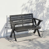 2 Seater Wooden Garden Bench with X-Frame Legs, Black