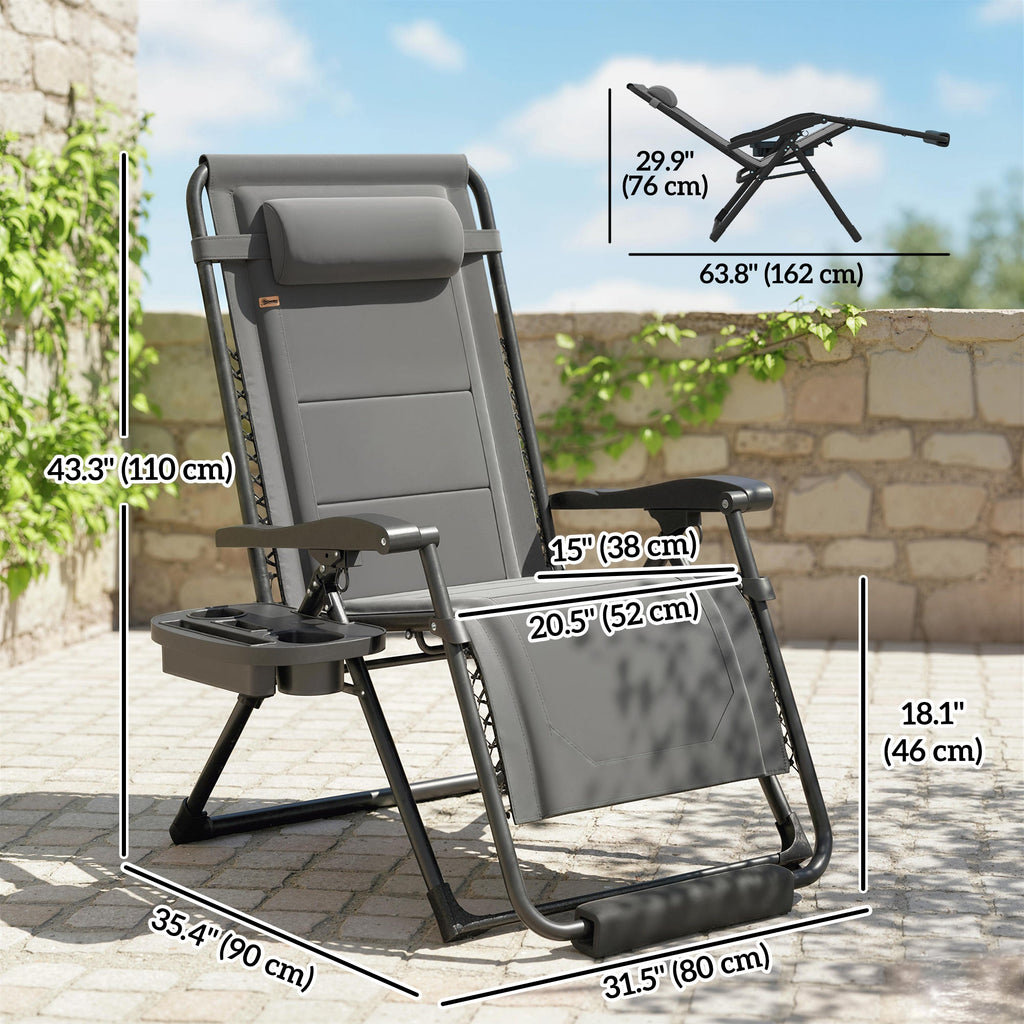 Zero Gravity Lounger Chair with Cup Holder, 400 LBS Capacity, Dark Grey