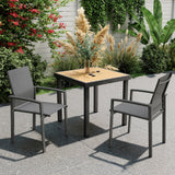 Set of 2 Stackable Patio Dining Chairs with Mesh Seat, Dark Grey