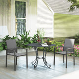 Set of 2 Stackable Patio Dining Chairs with Mesh Seat, Dark Grey