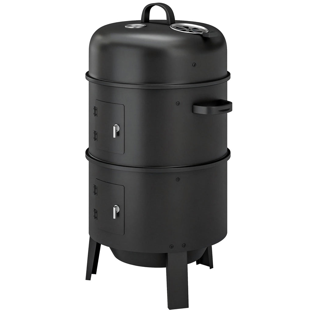 3-in-1 Vertical Charcoal Smoker with 2 Grill Grates