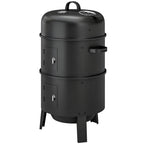 3-in-1 Vertical Charcoal Smoker with 2 Grill Grates