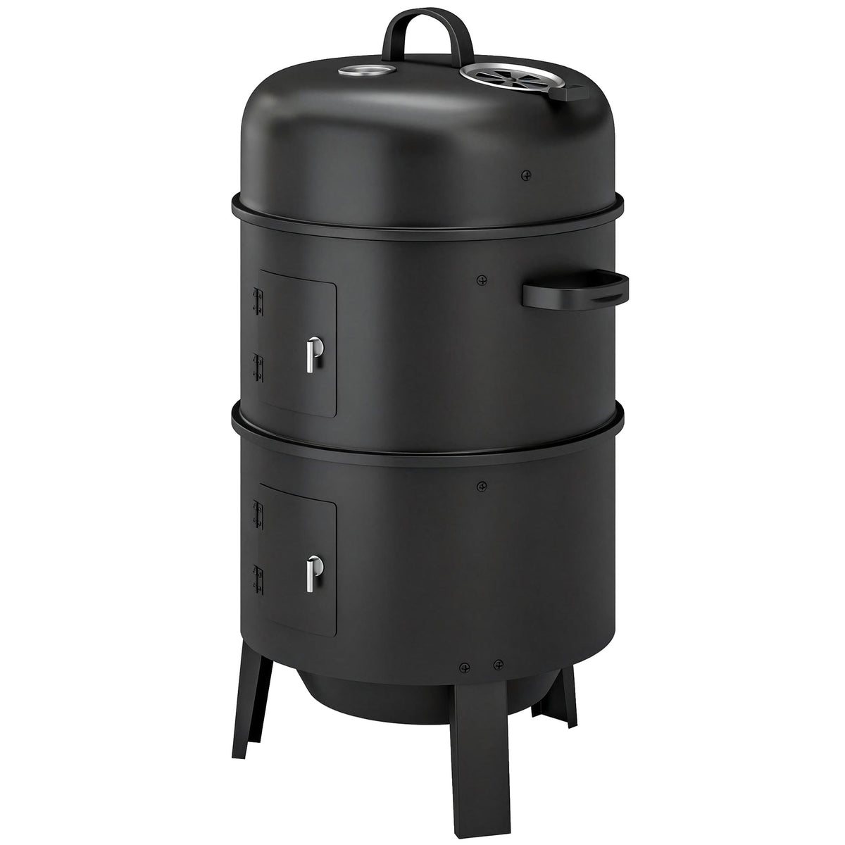 3-in-1 Vertical Charcoal Smoker with 2 Grill Grates