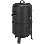 3-in-1 Vertical Charcoal Smoker with 2 Grill Grates