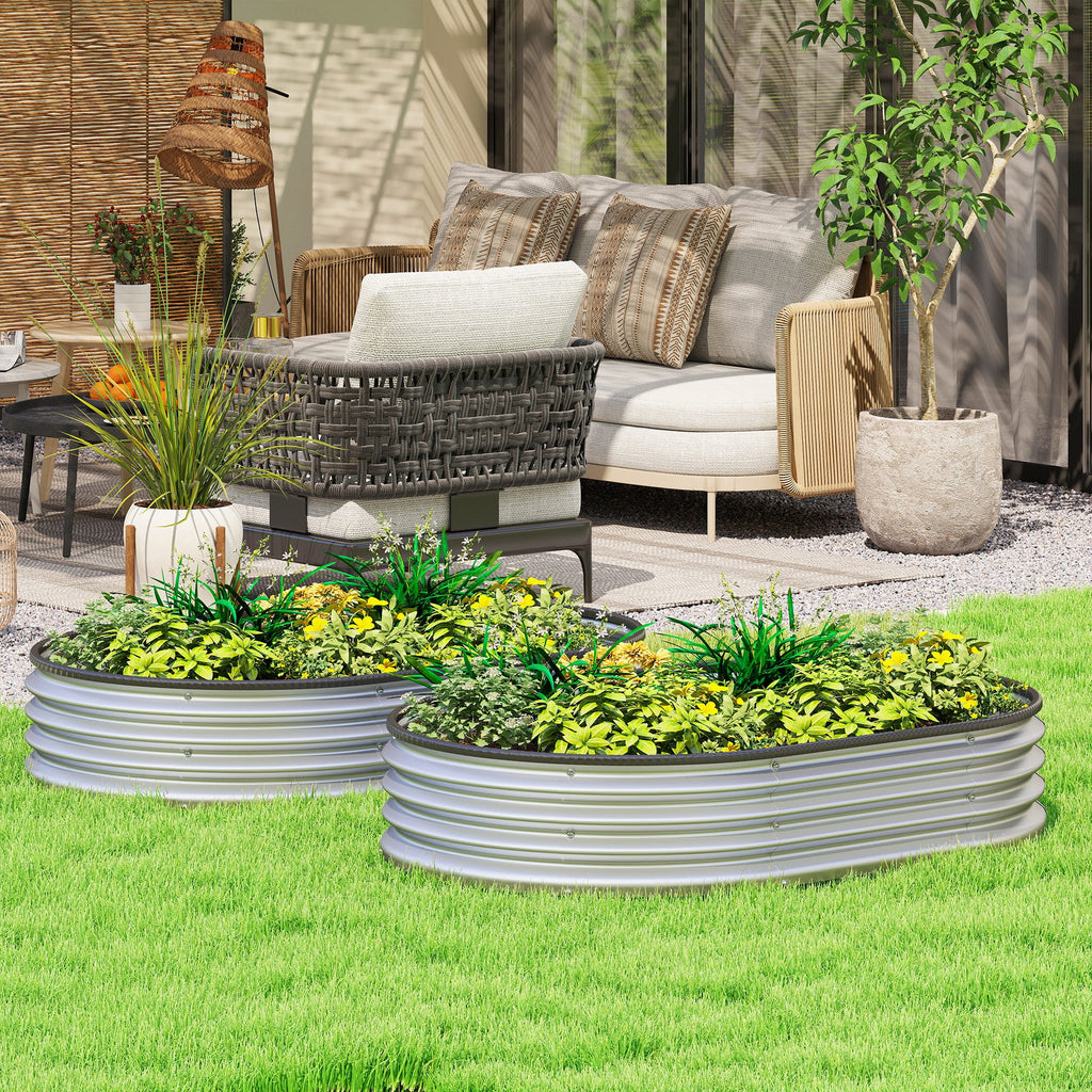 2pcs 4 x 3 x 1 ft Galvanized Raised Garden Beds, Silver
