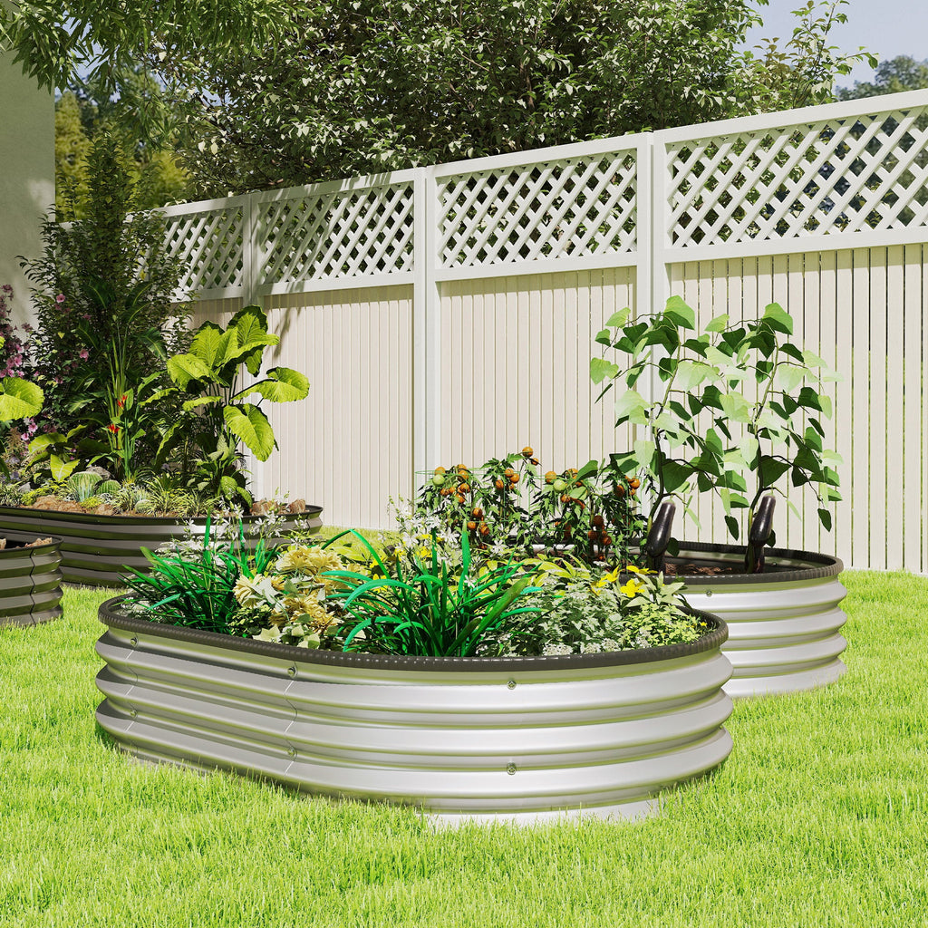 2pcs 4 x 3 x 1 ft Galvanized Raised Garden Beds, Silver