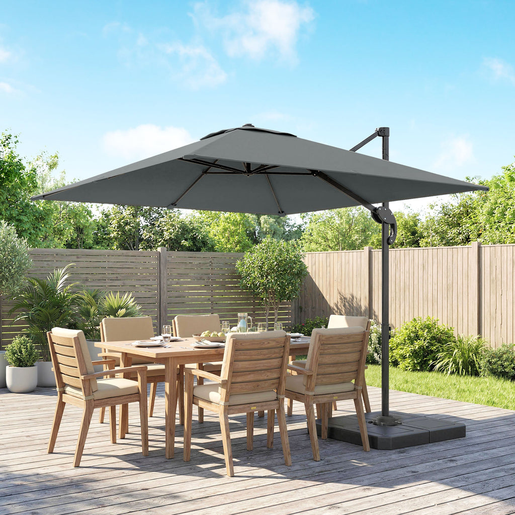8' x 8' Cantilever Patio Umbrella with Base Weights, Dark Grey