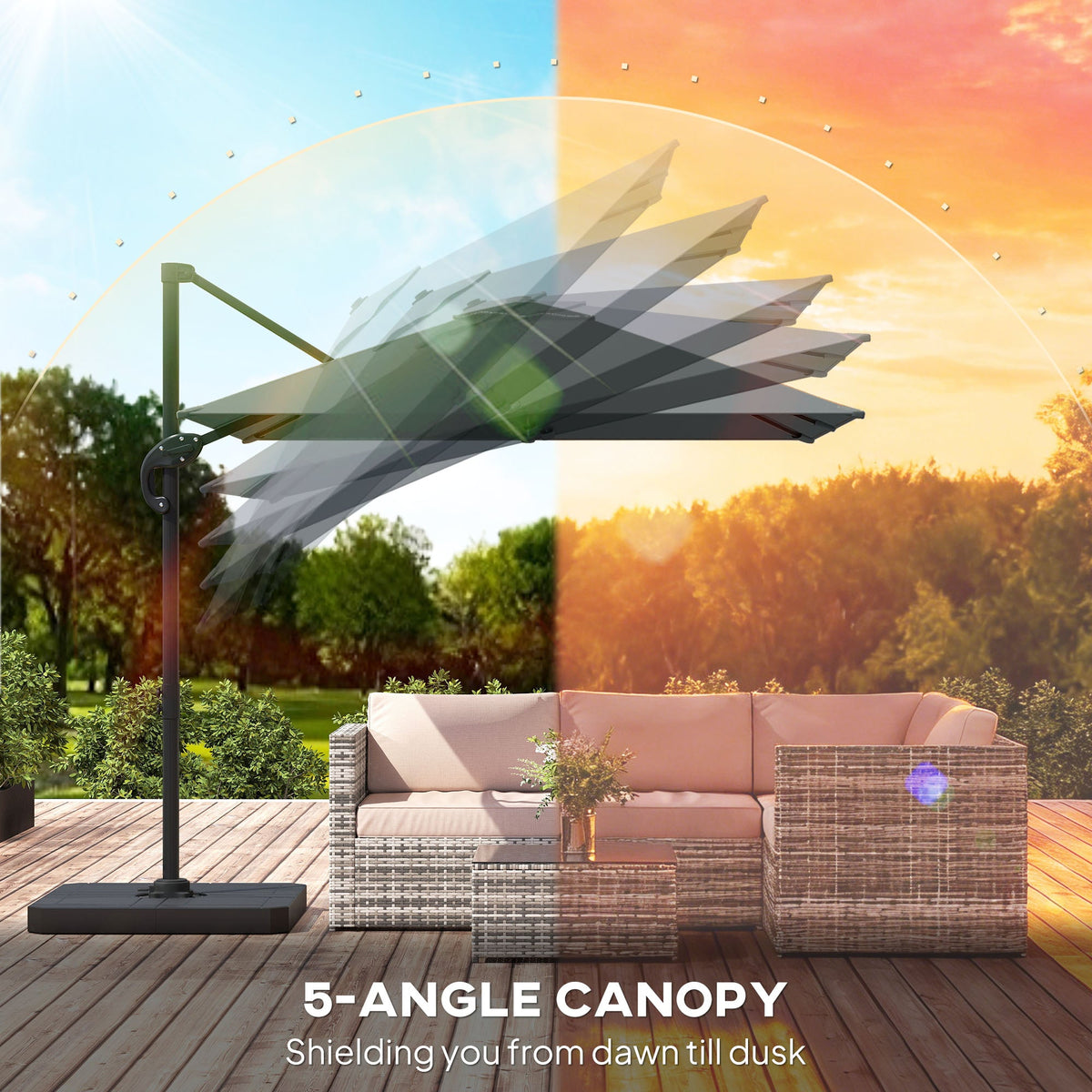 8' x 8' Cantilever Patio Umbrella with Base Weights, Dark Grey