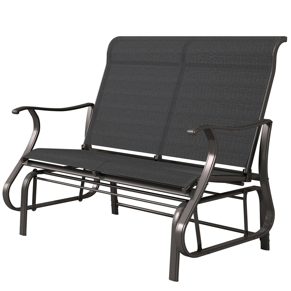 2-Person Patio Glider Chair with Mesh Seat and Backrest, Black