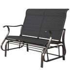 2-Person Patio Glider Chair with Mesh Seat and Backrest, Black