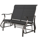 2-Person Patio Glider Chair with Mesh Seat and Backrest, Black