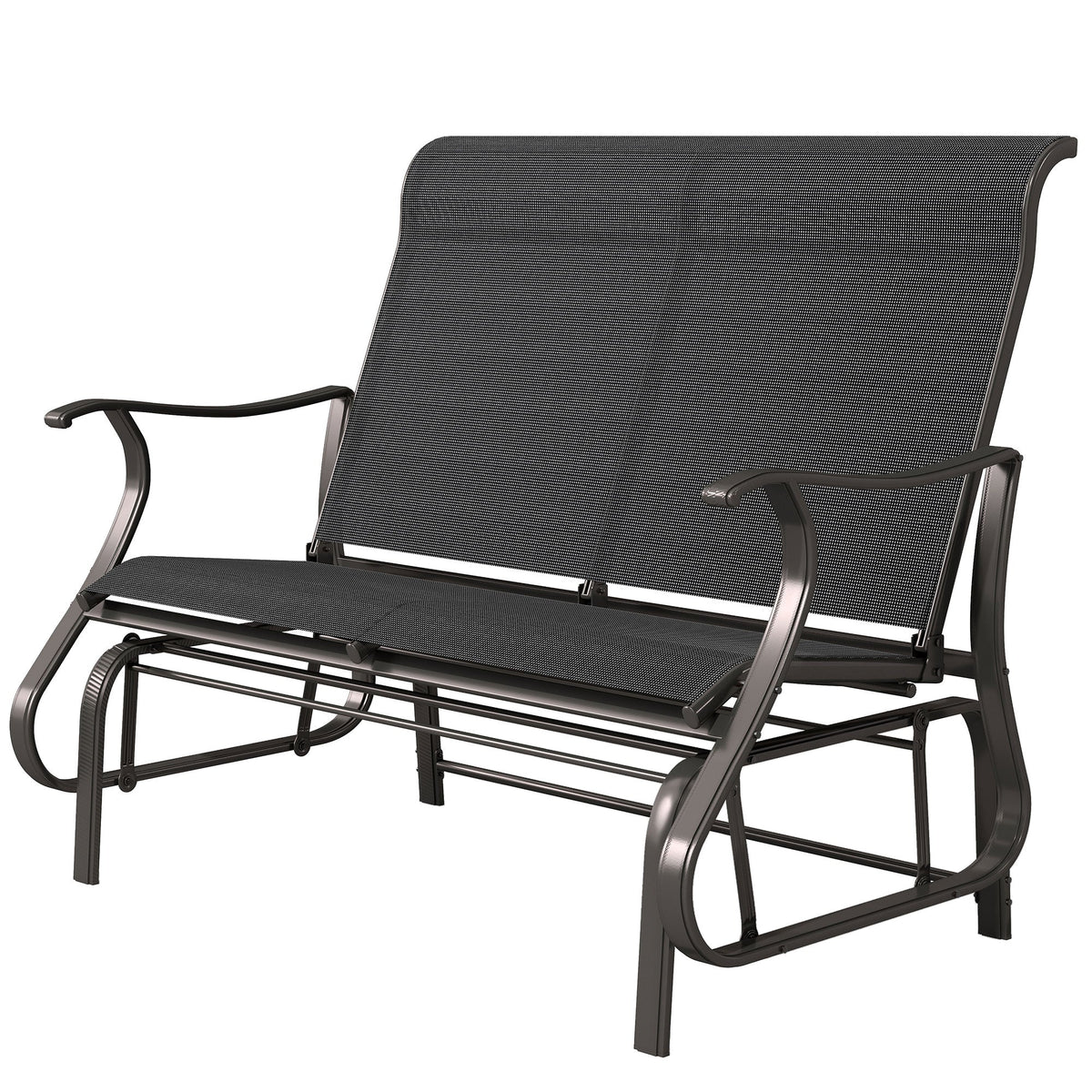 2-Person Patio Glider Chair with Mesh Seat and Backrest, Black