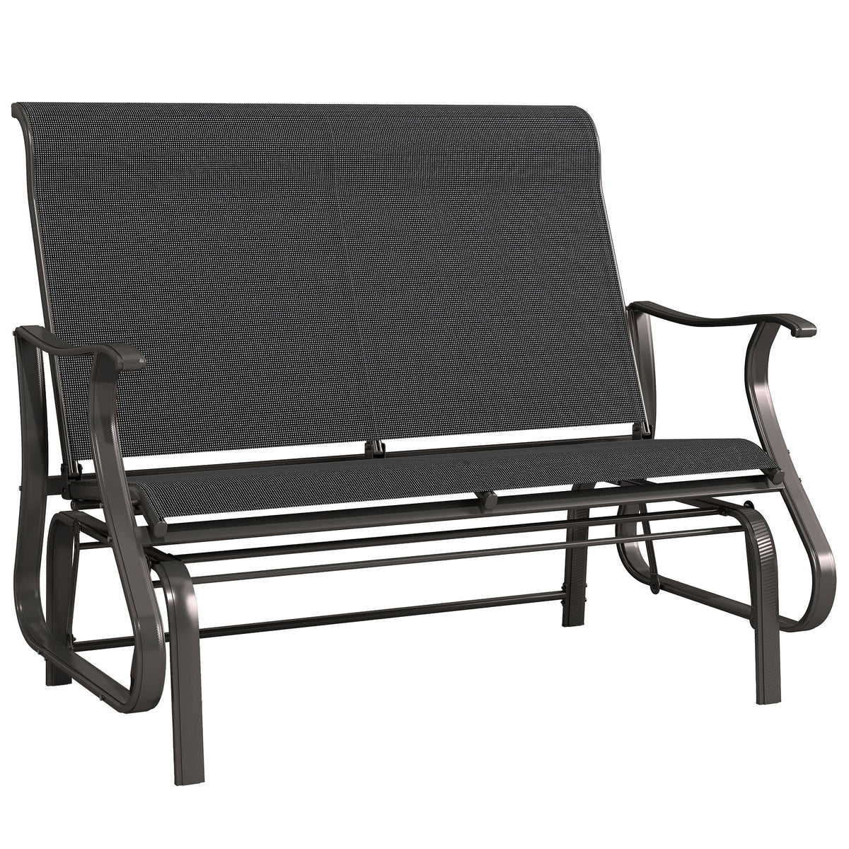 2-Person Patio Glider Chair with Mesh Seat and Backrest, Black