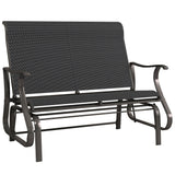 2-Person Patio Glider Chair with Mesh Seat and Backrest, Black