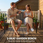 2 Seater Metal Garden Bench with Texteline Seat, Grey