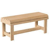 2 Seater Wooden Garden Bench with Curved Slatted Seat, Natural