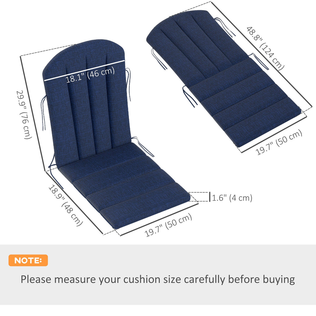4-Piece Adirondack Chair Cushion Set with Ties, Navy Blue
