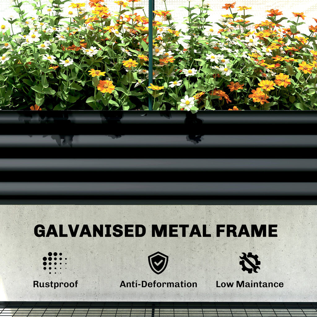 Galvanized Raised Garden Bed with Greenhouse Cover, Black