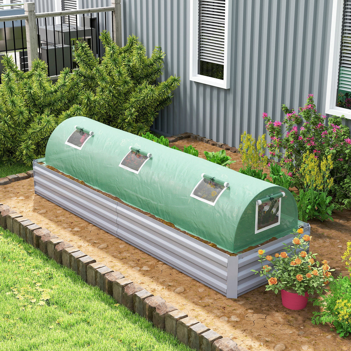 10' x 3' x 2' Portable Mini Greenhouse with 5 Mesh Windows, Green