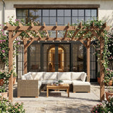 PerArbor Wooden Pergola Kit 3 x 3 m Maple with Triangle Supports & Grape Trellis