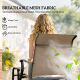 2-Piece Outdoor Glider Chair with Ottoman and All-Weather Breathable Mesh, Tan