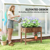 34" x 18" x 30" Wooden Raised Garden Bed with Shelf, Carbonized